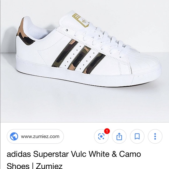 adidas superstar vulc white & camo shoes